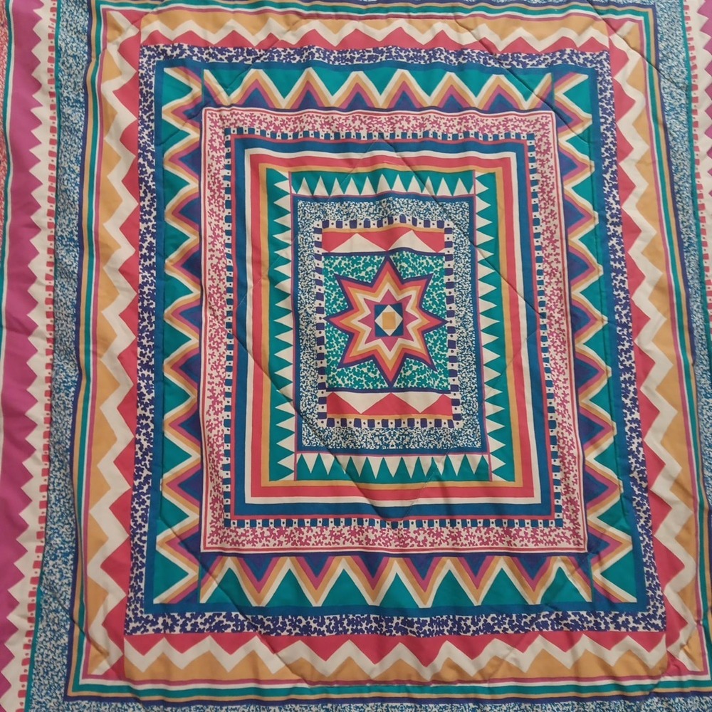 Vintage 1980's Collier Campbell Twin Southwestern Comforter Set 4 Reversible - Picture 8 of 9
